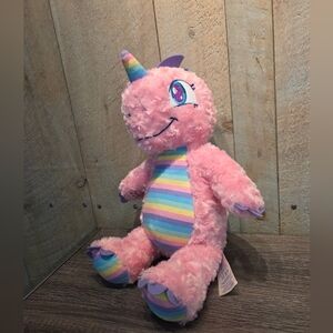 Build A Bear Rare Exclusive Pink Dinicorn Unicorn Dinosaur  Rainbow Sparkle HTF